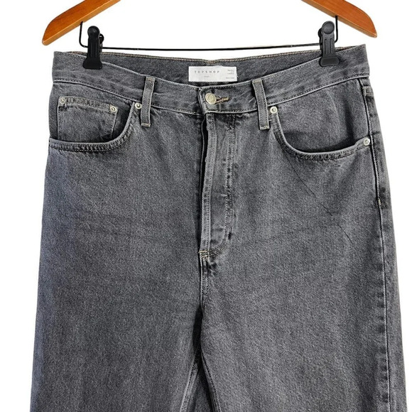TopShop Gray Kort Jeans Buttonfly W32 Straight Leg Denim Pockets Casual Pants - Picture 3 of 8
